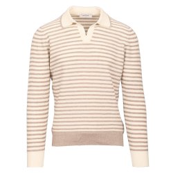GRAN SASSO Open Collar Stribet Beige