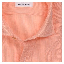 ALESSANDRO GHERARDI Skjorte Seersucker Stribet Orange | Hvid