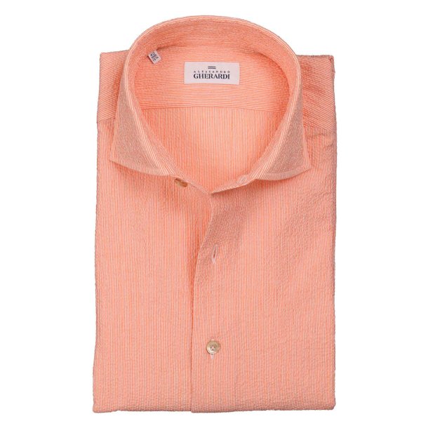 ALESSANDRO GHERARDI Skjorte Seersucker Stribet Orange | Hvid