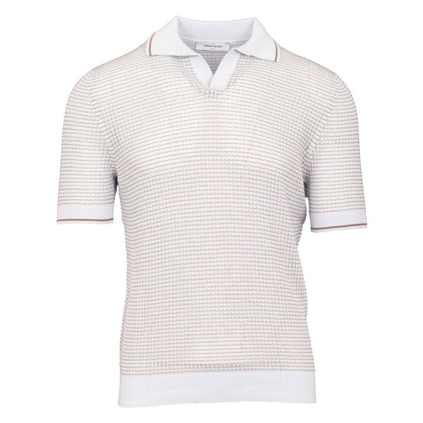 GRAN SASSO Open Collar Fresh Cotton Struktur Isbl�