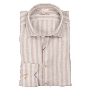 STENSTRM'S Skjorte Fitted Hr Stribet Hvid | Beige