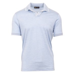 PAUL & SHARK Open Collor Silke | Bomuld Lys Bl�