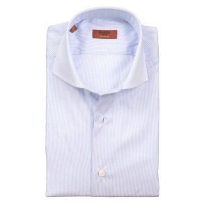 BARBA Skjorte Journey Fine Twill Stribet Bl