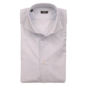 BARBA Skjorte Black Label Twill Stribet Lysebl