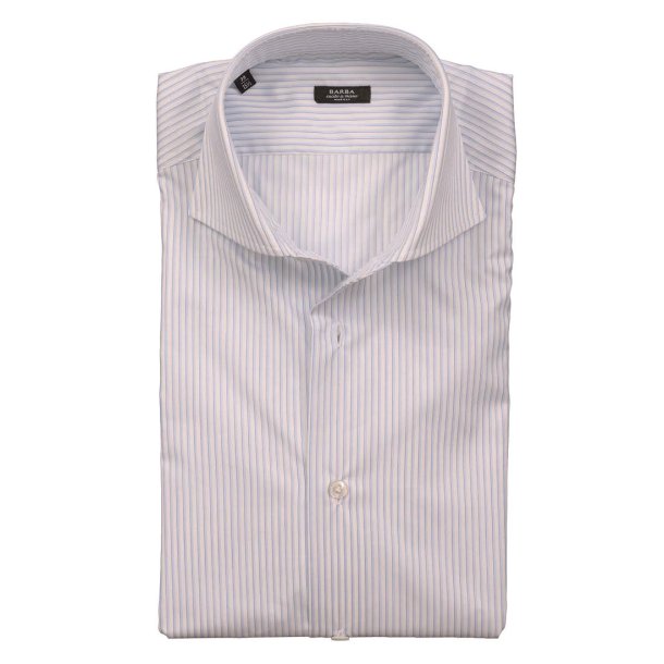 BARBA Skjorte Black Label Twill Stribet Lysebl