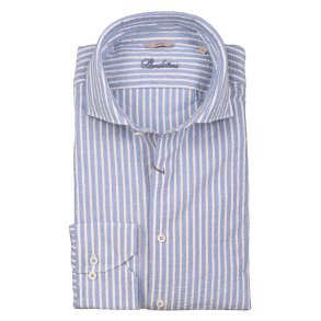STENSTR�M'S Skjorte Regular Seersucker Stribet French Blue