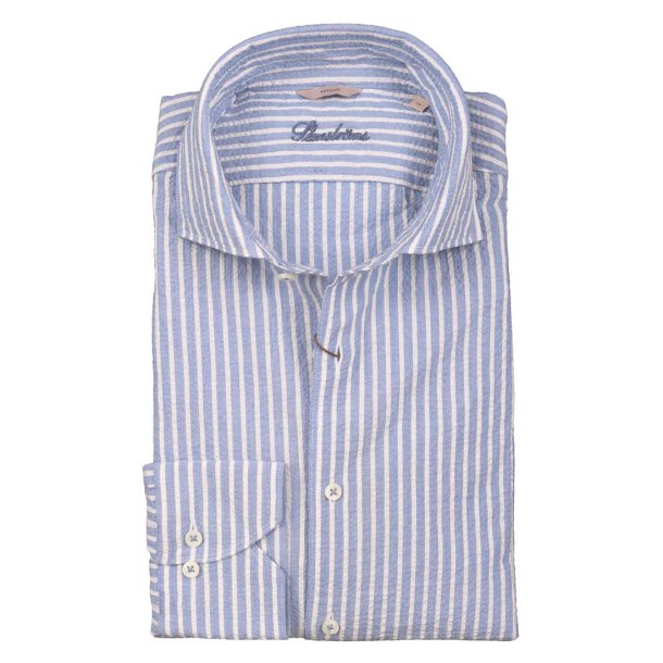 STENSTR�M'S Skjorte Regular Seersucker Stribet French Blue