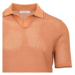 GRAN SASSO Open Collar Fresh Cotton Struktur Terracotta 