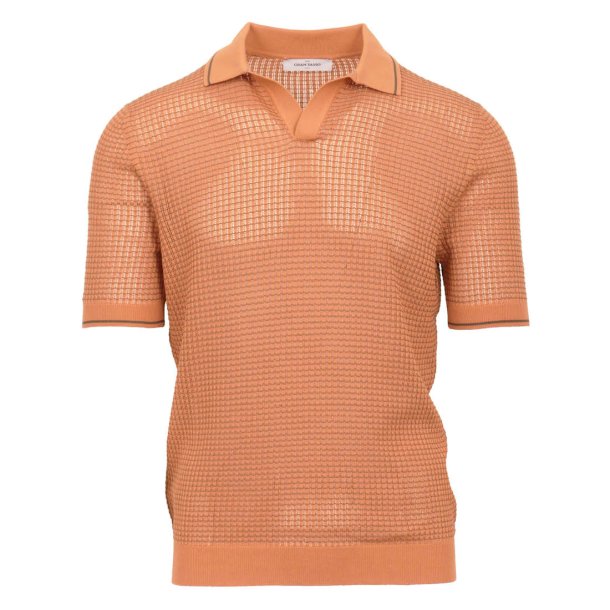 GRAN SASSO Open Collar Fresh Cotton Struktur Terracotta 