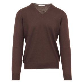 GRAN SASSO Strik V-hals Merino Mrk Brun