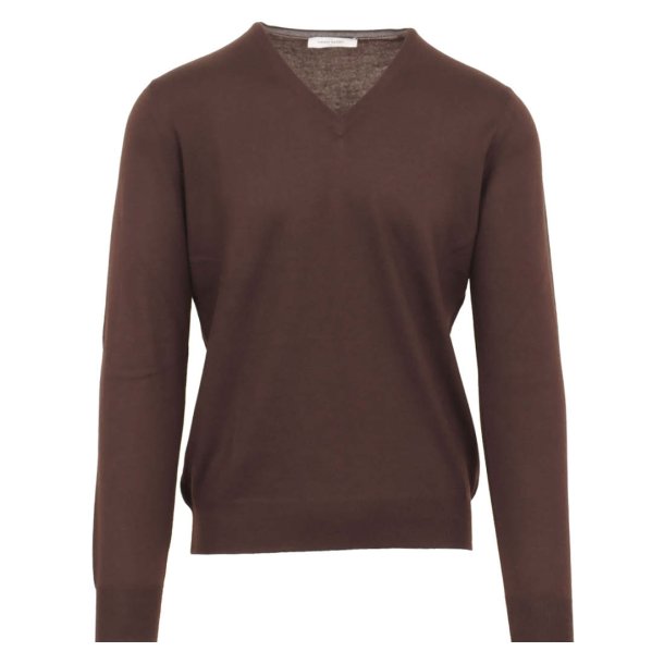 GRAN SASSO Strik V-hals Merino Mrk Brun