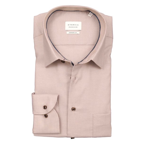ETERNA Skjorte Modern Fit Struktur Beige
