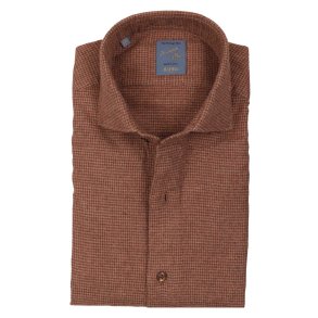 BARBA Skjorte Flannel Hundetand Brun