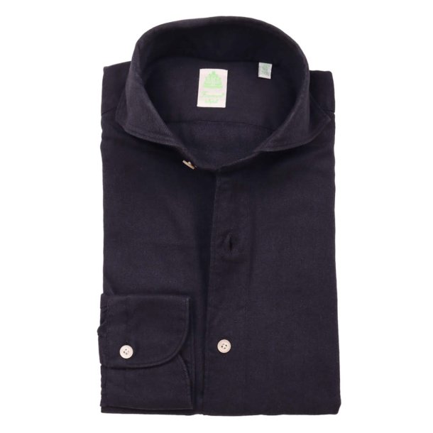 FINAMORE Skjorte Flannel Sildeben Navy