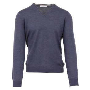 GRAN SASSO Strik V-hals Merino Indigo Bl