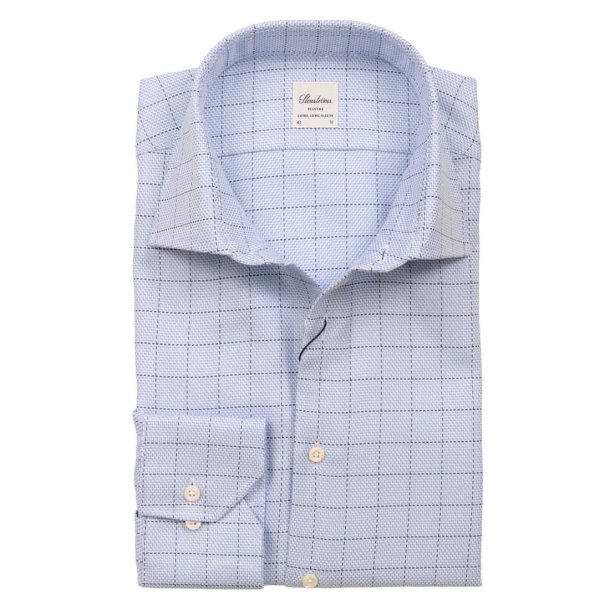 STENSTR�M'S Skjorte Regular Extra Long Sleeve Ternet Lysebl�