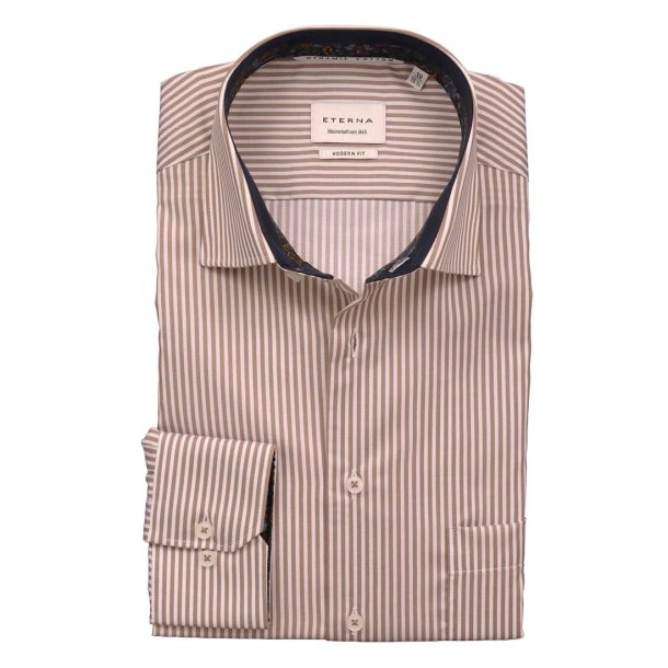 ETERNA Skjorte Modern Fit Stribet Brun