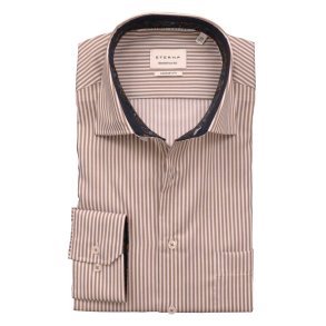 ETERNA Skjorte Comfort Fit Striet Brun