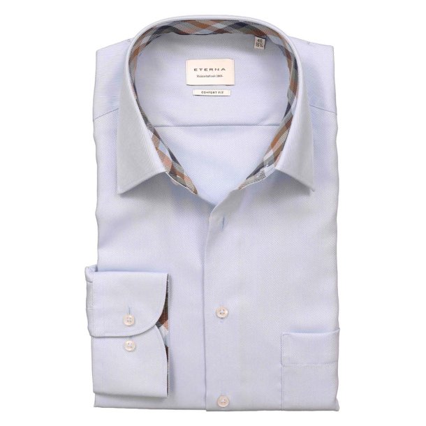 ETERNA Skjorte Comfort Fit Heavy Twill Lys Bl