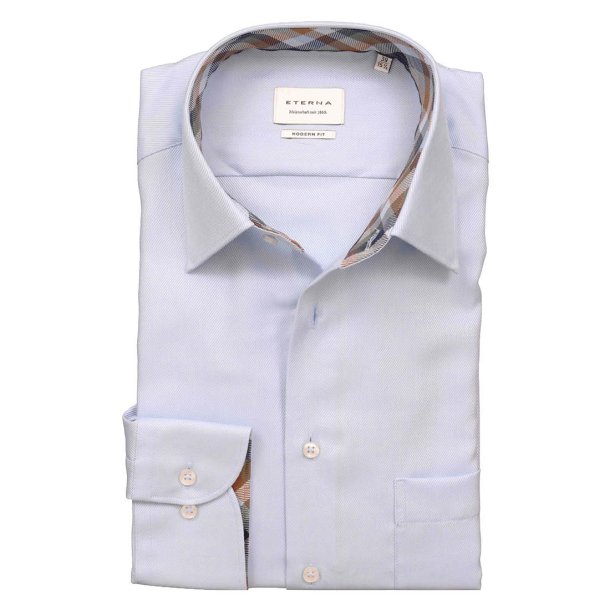 ETERNA Skjorte Modern Fit Heavy Twill Lys Bl